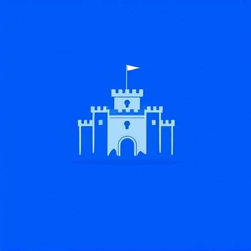 Ein stilisiertes Schloss vor einem blauen Hintergrund, das Datensicherheit und Privatsphäre symbolisiert.